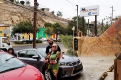 Nate and Diane, along with Giselle's ashes in Tijuana at the vet.