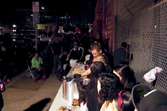 Almost ready to feed the homeless at our Thanksgiving event as the food line forms