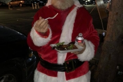 Even Santa ate on Christmas at our Christmas homeless event.