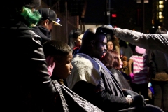 Cutting hair for the homeless in downtown San Diego on Christmas.