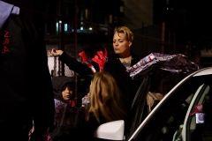 Rebecca helps pass out Christmas gifts to the homeless kids.