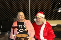 Diane and Santa hanging out on the streets at our homeless Christmas event.