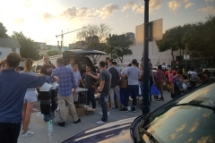 Setting up on a Monday night to feed the homeless and pass out all the items donated by Newport Pacific.
