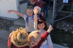 The kids are excited to bring out the blankets for the homeless.