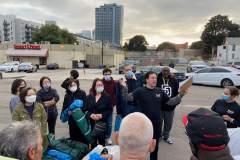 Korean United Methodist Church passing out tents and sleeping bags
