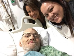 All smiles during Don's chemo treatment at the San Diego VA hospital