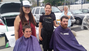 Tammy and Laura cutting hair for San Diego's homeless community