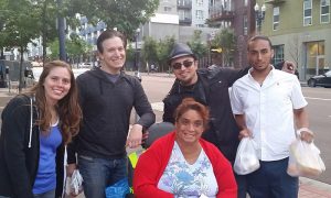 Jenn, Dan, Dante, Frank and once homeless woman Maria in San Diego.